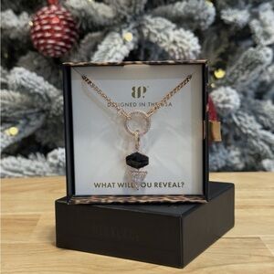 Elegant Rose Gold Necklace with Black and Silver Accents